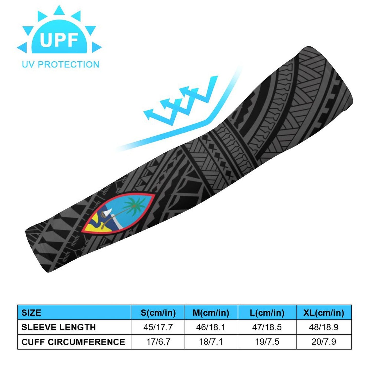 Guam Seal Tribal Gray Arm Sleeves All Over Print Arm Sleeves