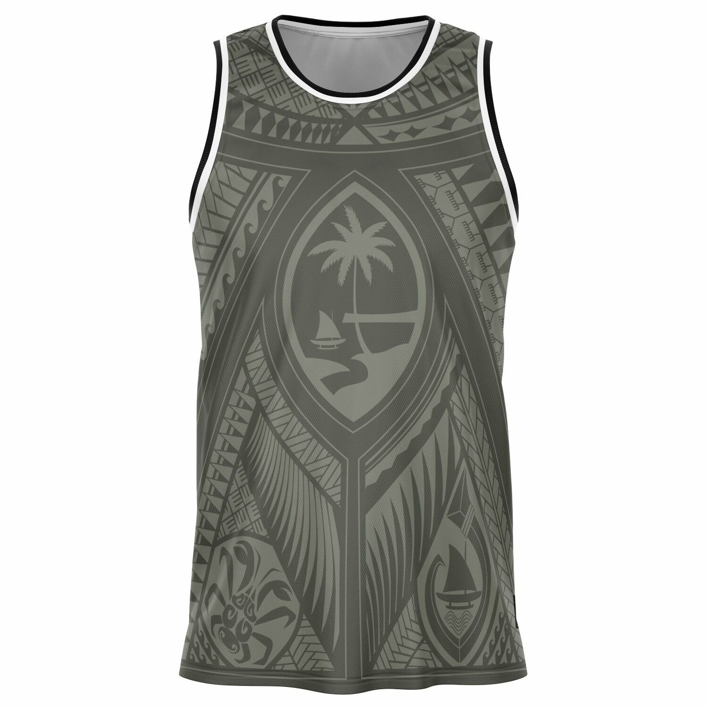 Guahan Tribal Olive Guam Basketball Jersey