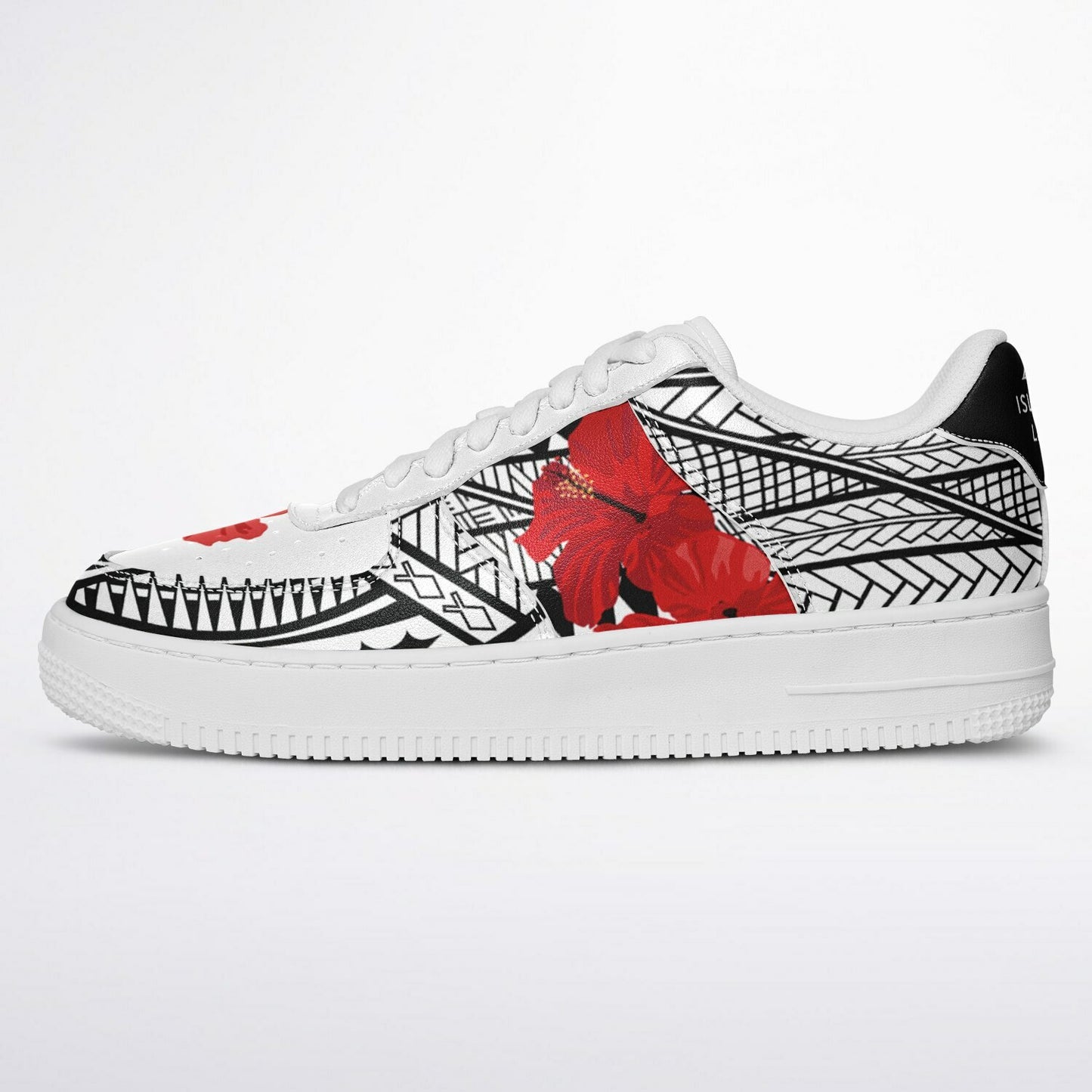 Guam Red Hibiscus Tribal White Core Low Shoes