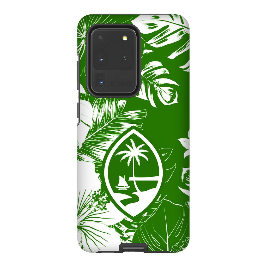 Guam Hibiscus Floral Green Premium Glossy Tough Phone Case