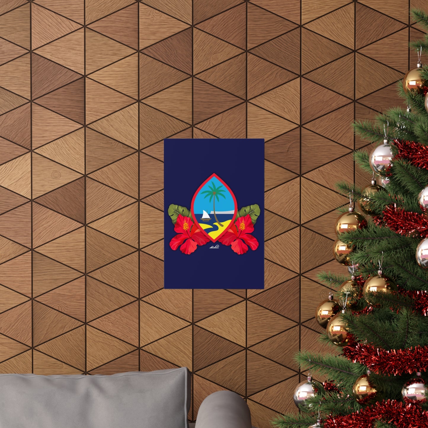 Guam Seal Hibiscus Paradise Premium Matte Vertical Poster