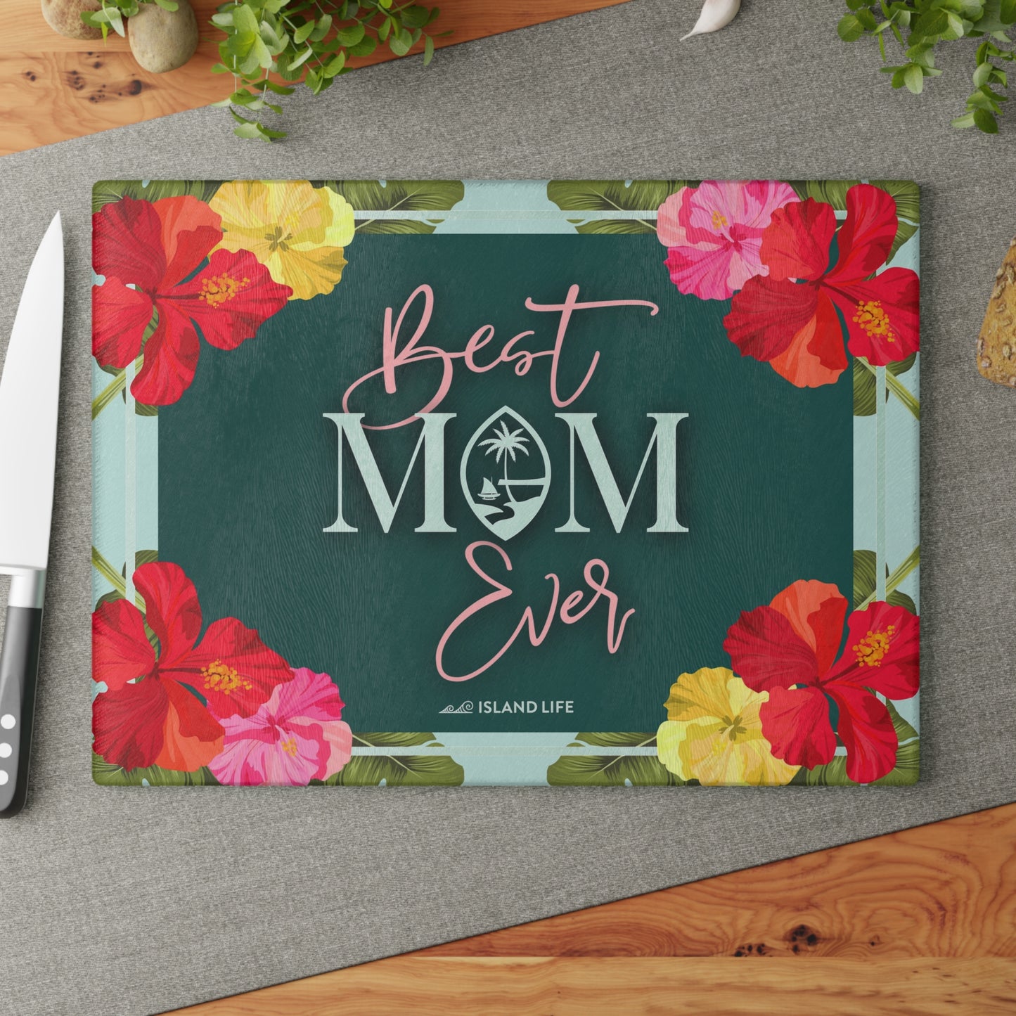 Best Mom Ever Guam Glass Cutting Board