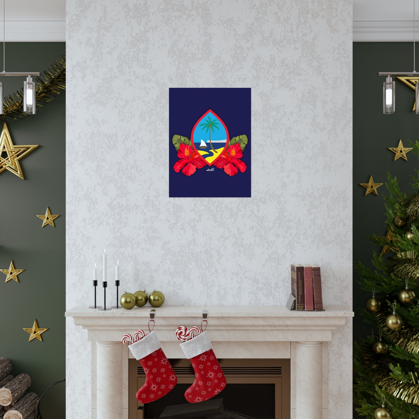 Guam Seal Hibiscus Paradise Premium Matte Vertical Poster