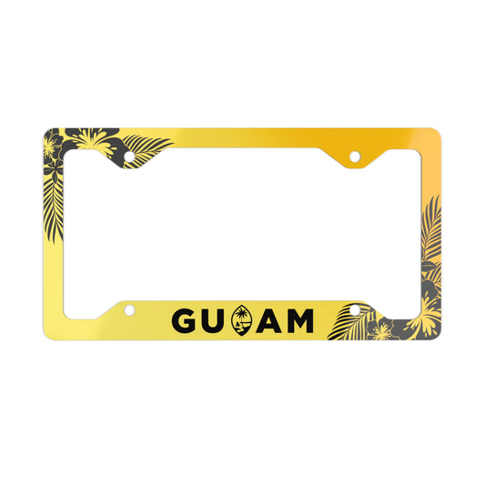 Guam Tropical Hibiscus Yellow Metal License Plate Frame