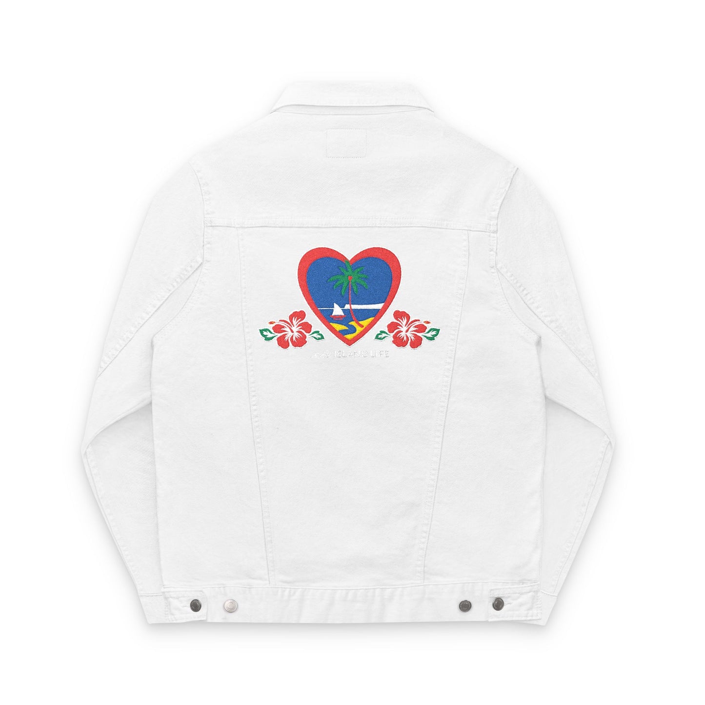 Heart Guam Embroidered Unisex Denim Jacket