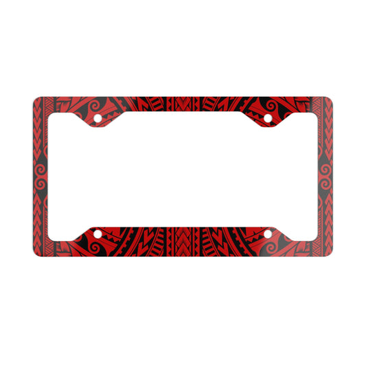 Island Tribal Polynesia Hawaiian Red Metal License Plate Frame