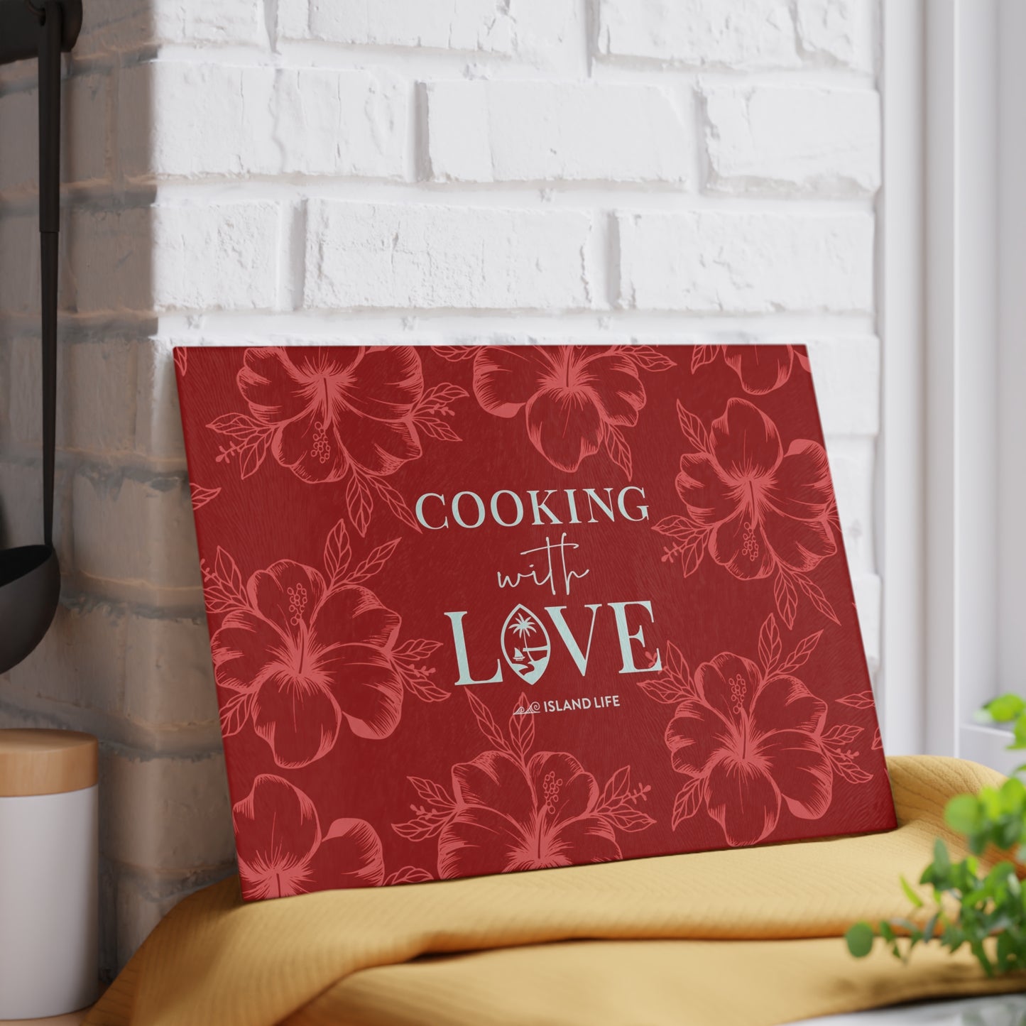 Cooking with Love Guam Glass Cutting Board