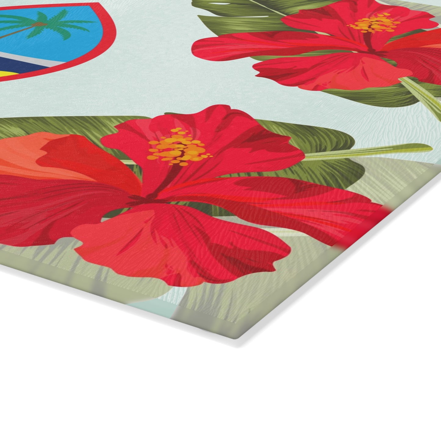 Guam Seal Hibiscus Paradise Glass Cutting Board