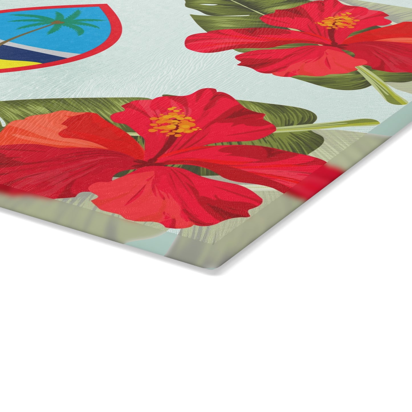 Guam Seal Hibiscus Paradise Glass Cutting Board