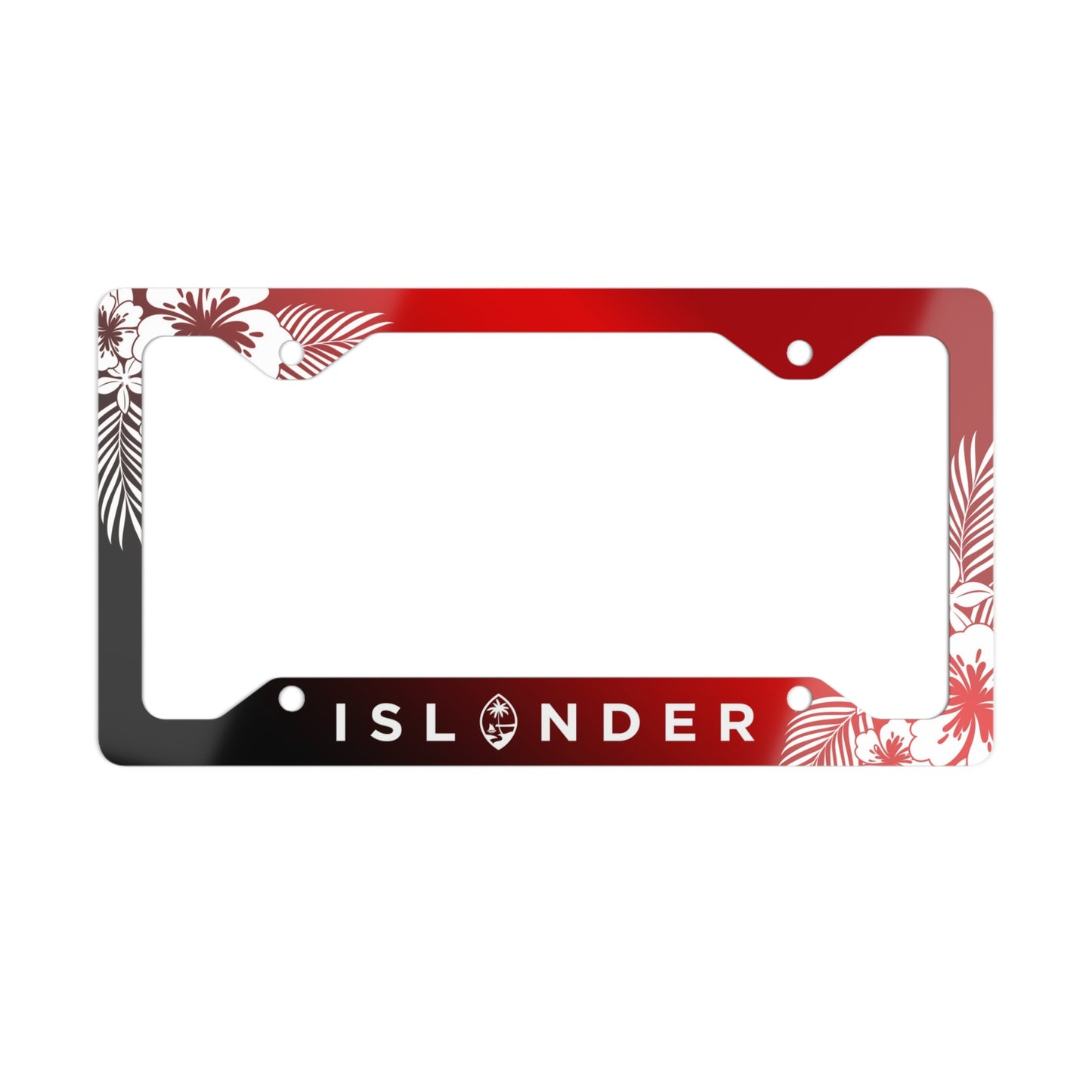 Islander Guam Tropical Hibiscus Red Metal License Plate Frame