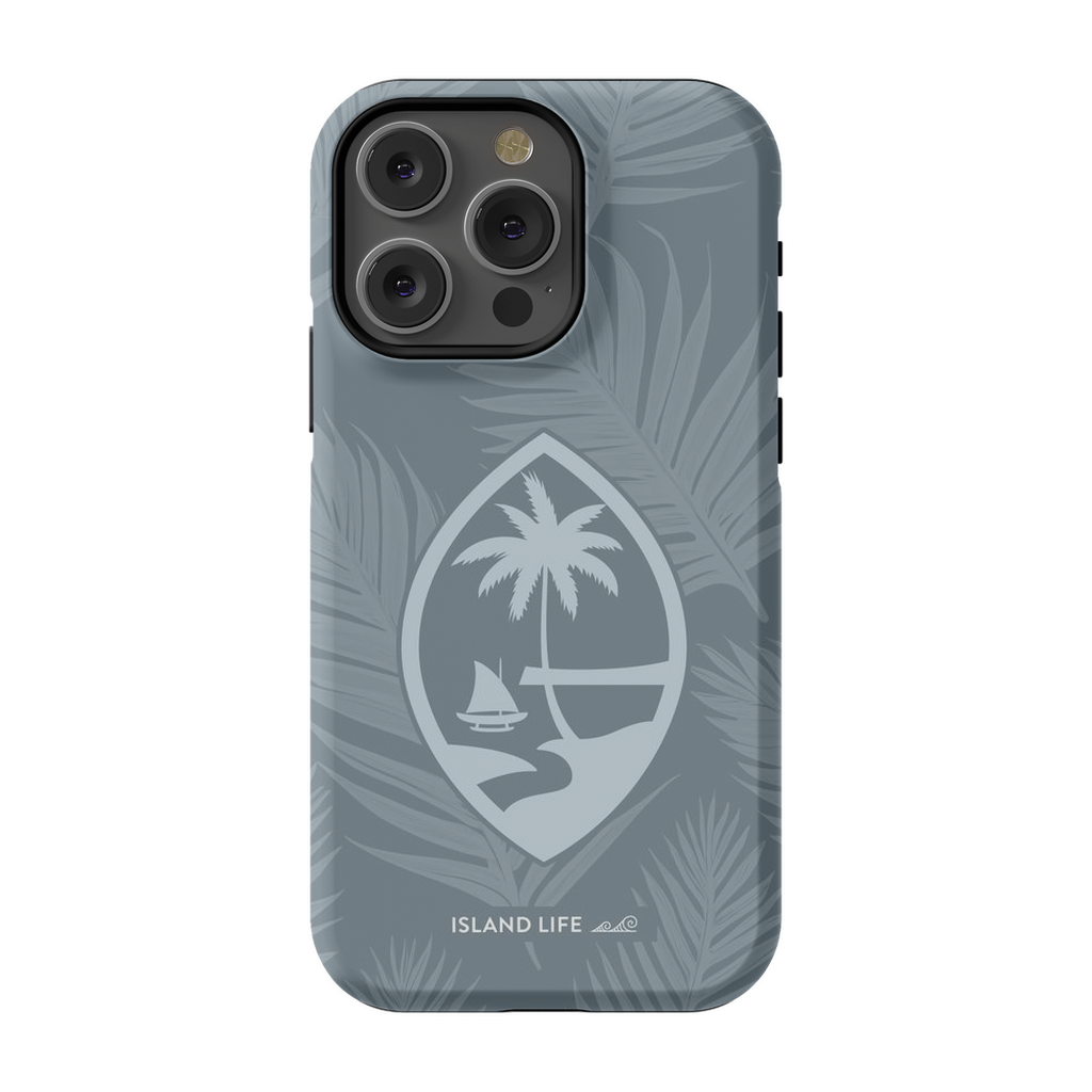 Guam Modern Leaves Slate Blue Premium Glossy Tough Phone Case