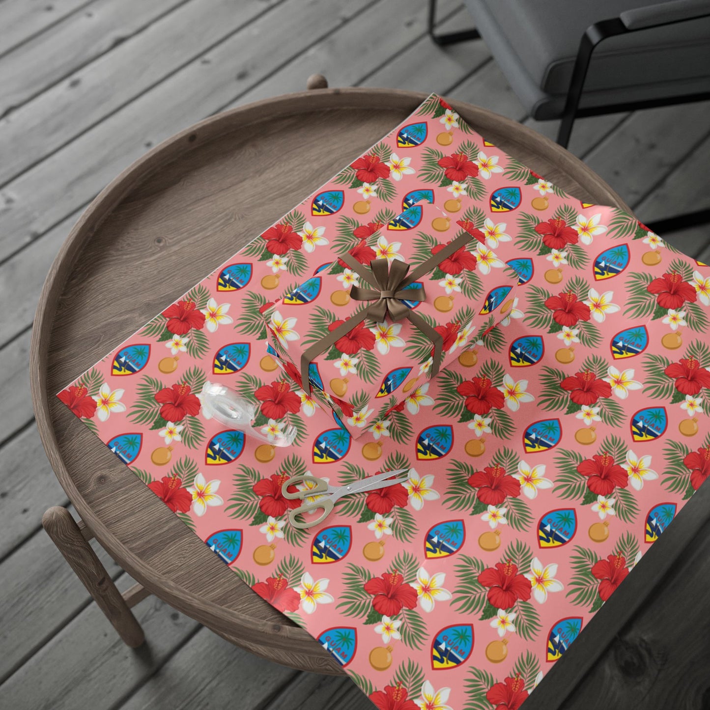 Guam Christmas Flowers Pink Gift Wrap Wrapping Paper