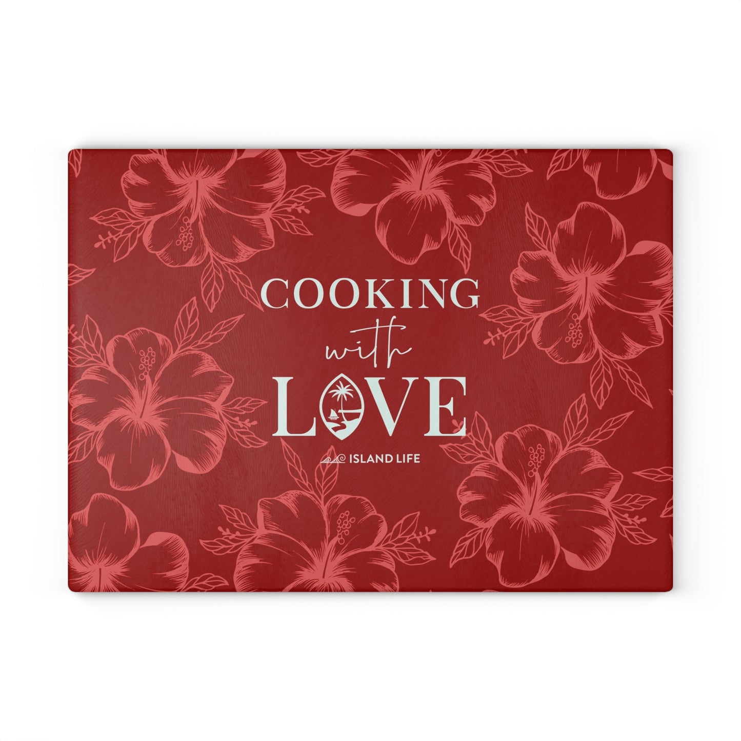 Cooking with Love Guam Glass Cutting Board