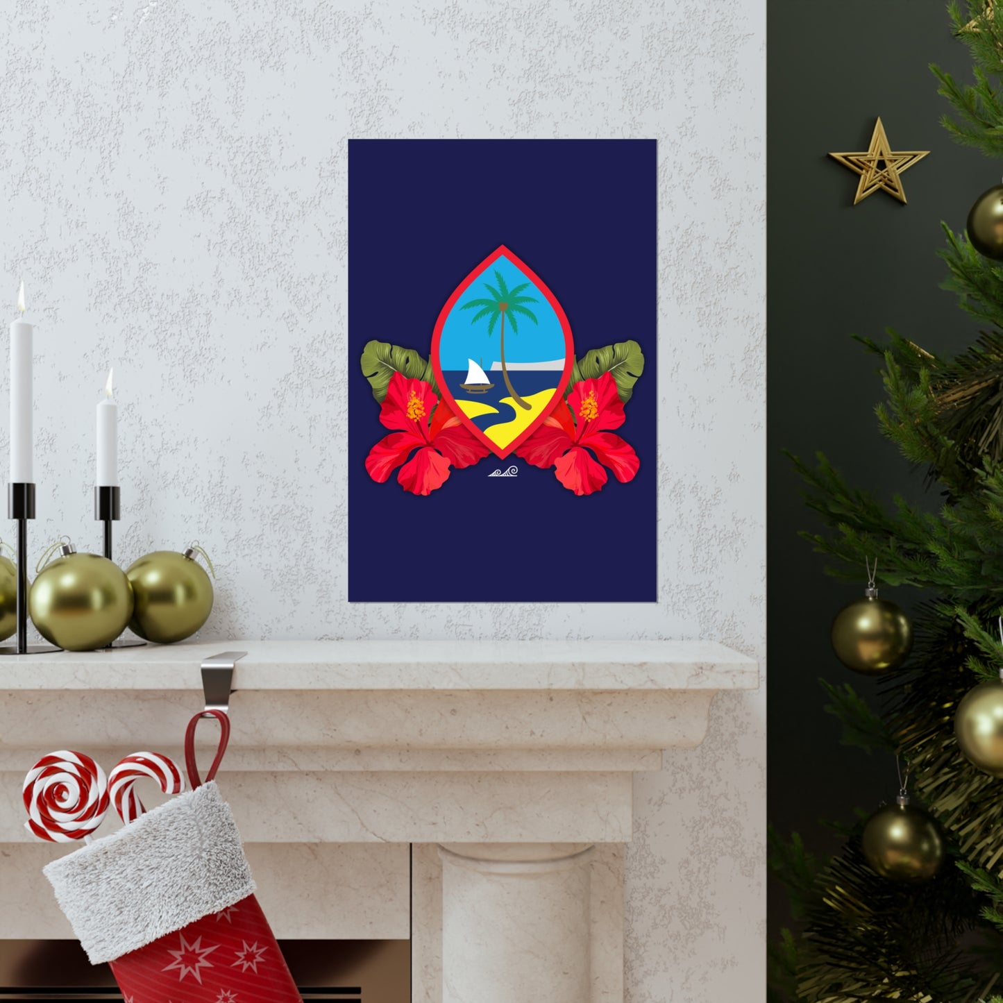 Guam Seal Hibiscus Paradise Premium Matte Vertical Poster