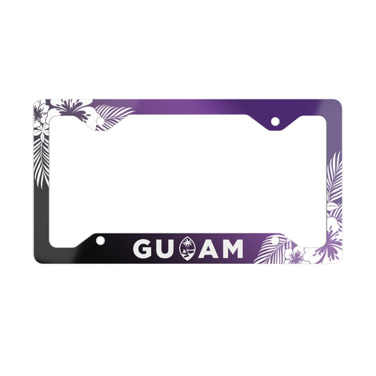 Guam Tropical Hibiscus Purple Metal License Plate Frame