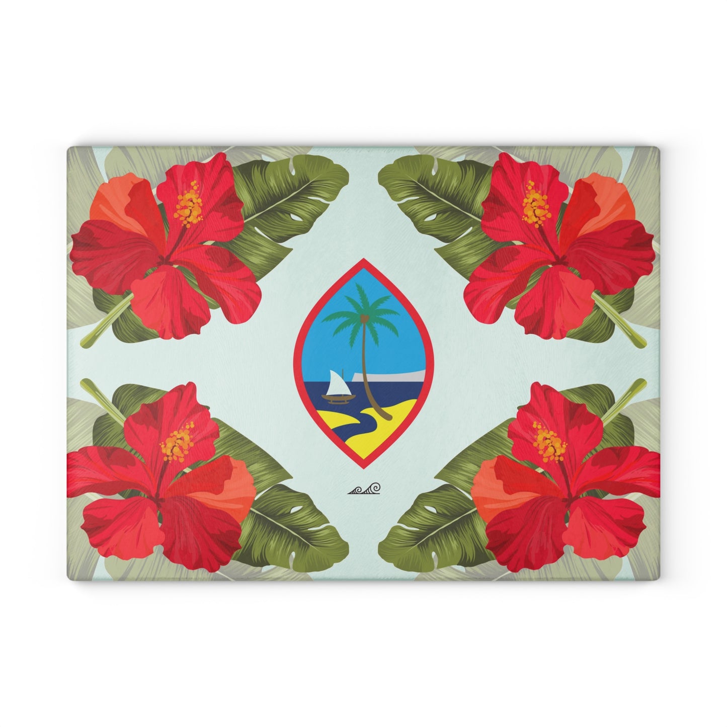 Guam Seal Hibiscus Paradise Glass Cutting Board