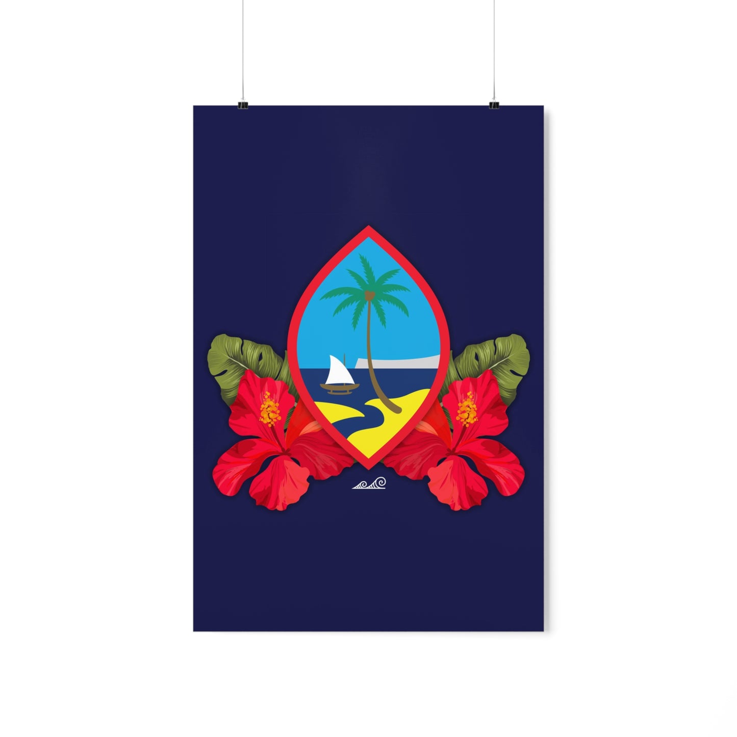Guam Seal Hibiscus Paradise Premium Matte Vertical Poster