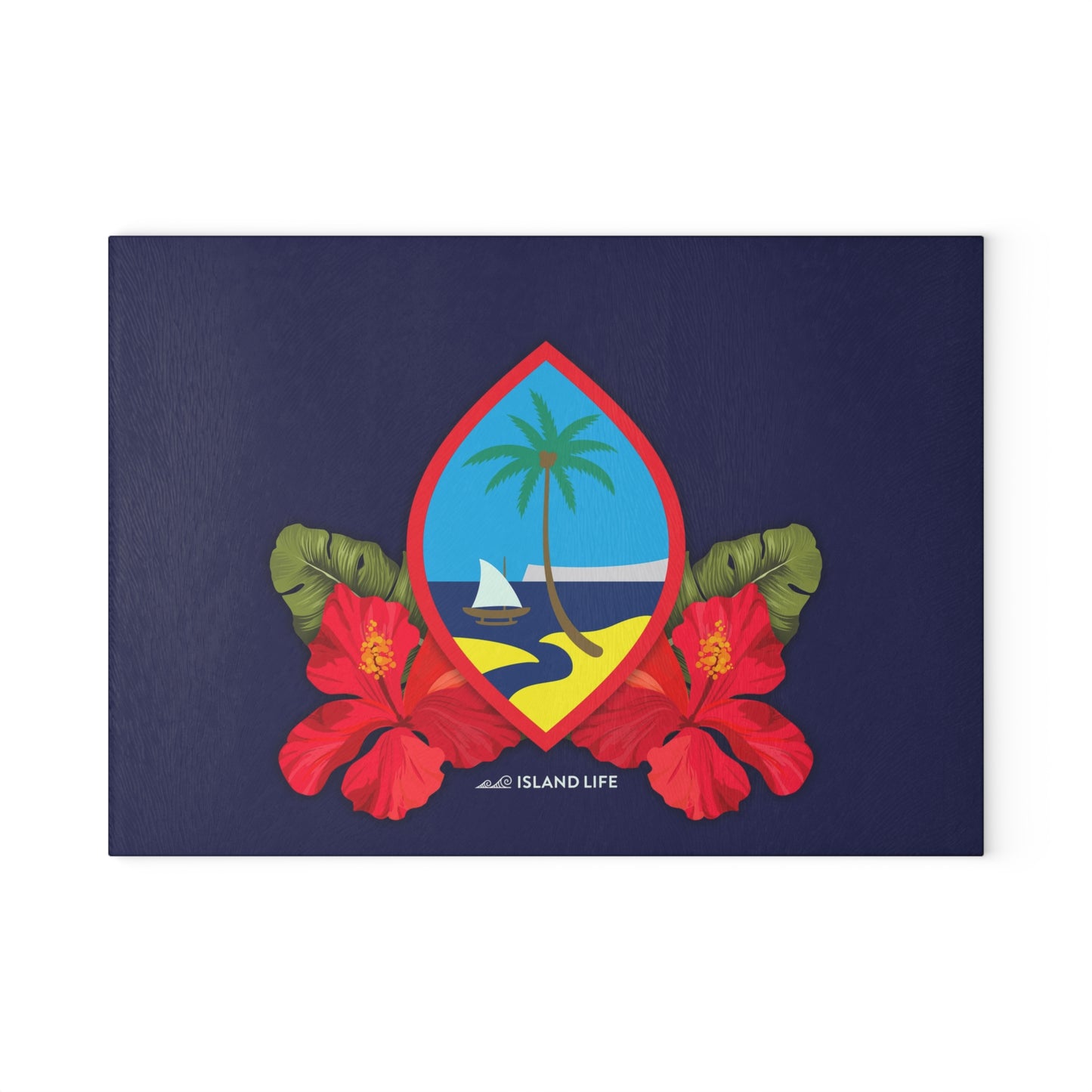 Guam Hibiscus Paradise Glass Cutting Board