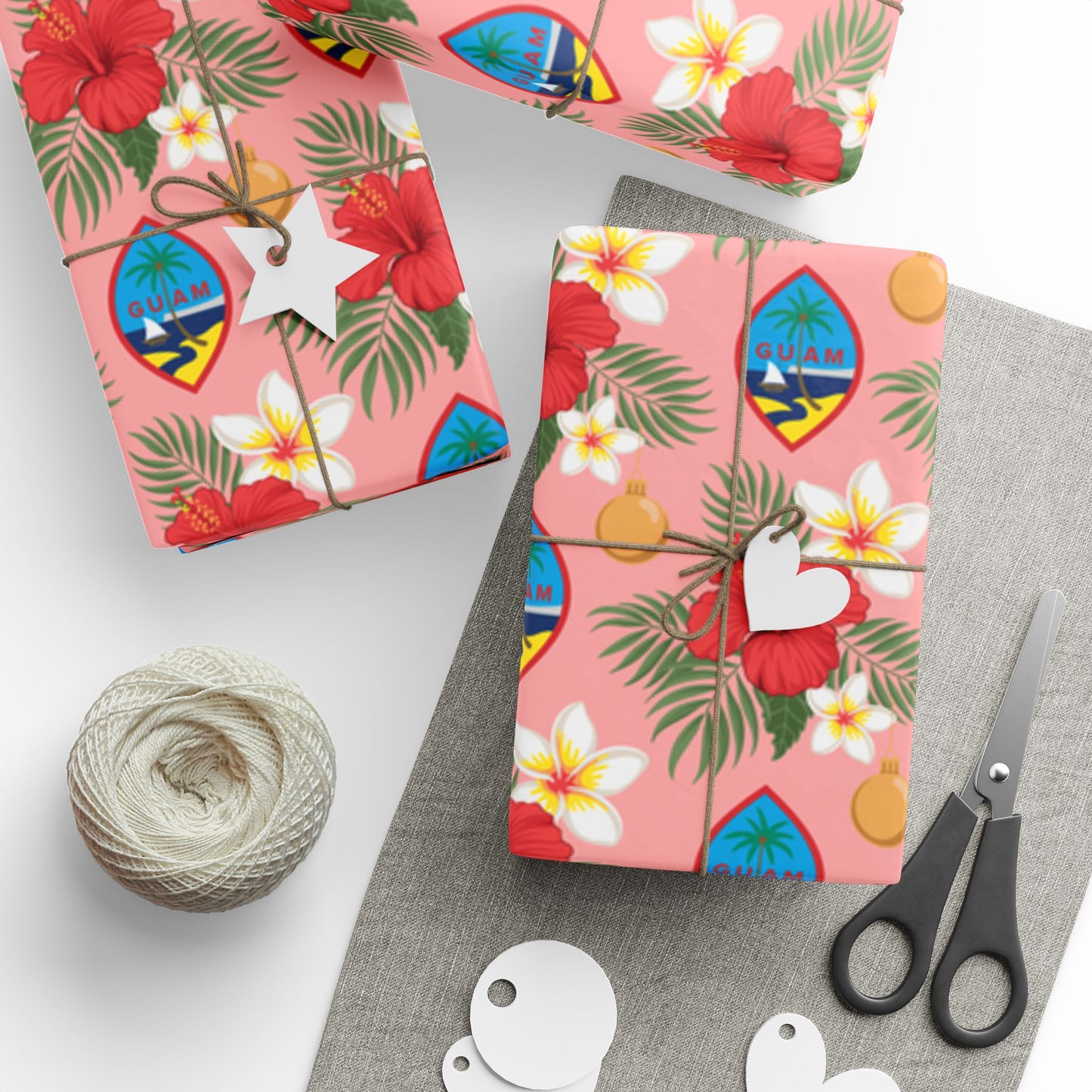 Guam Christmas Flowers Pink Gift Wrap Wrapping Paper