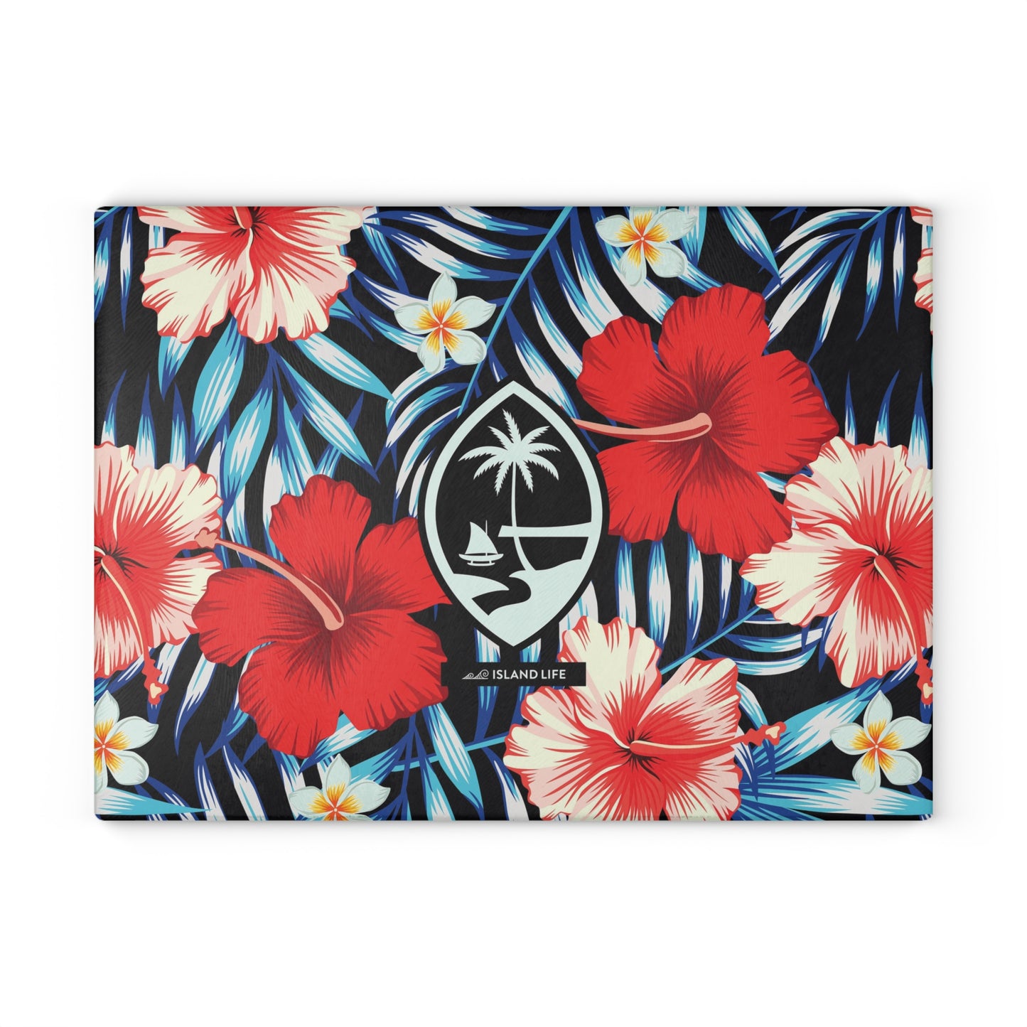 Tropical Floral Guam Glass Cutting Board