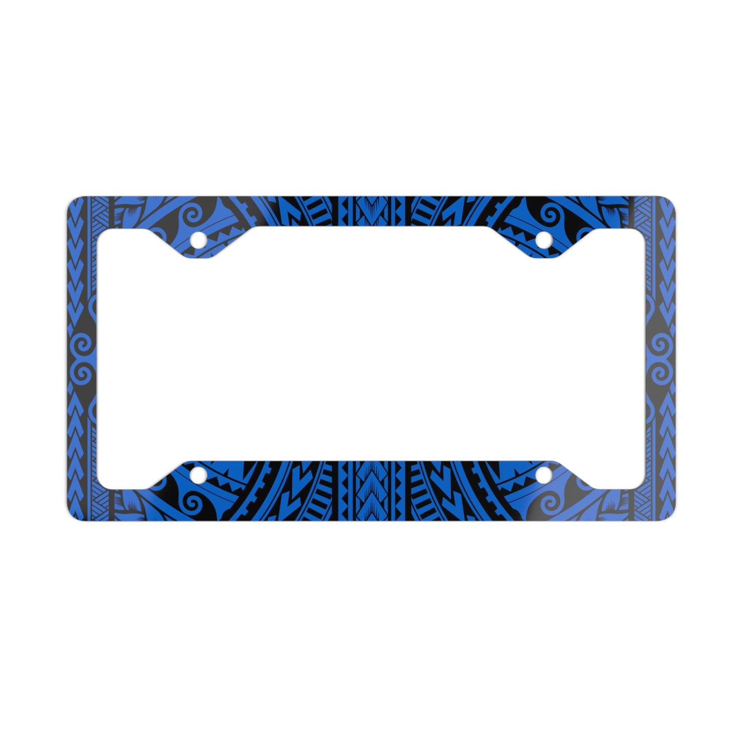 Island Tribal Polynesia Hawaiian Blue Metal License Plate Frame