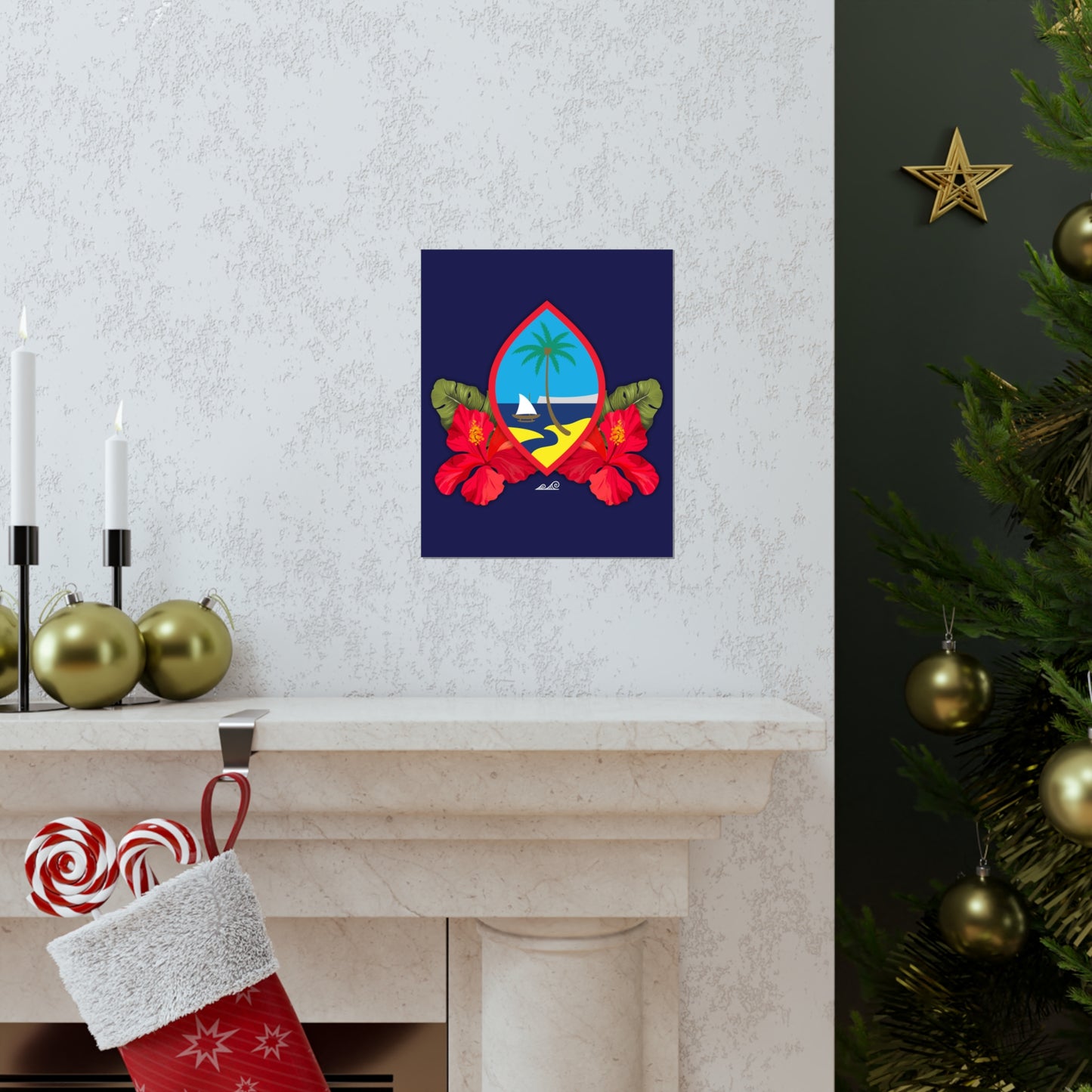 Guam Seal Hibiscus Paradise Premium Matte Vertical Poster