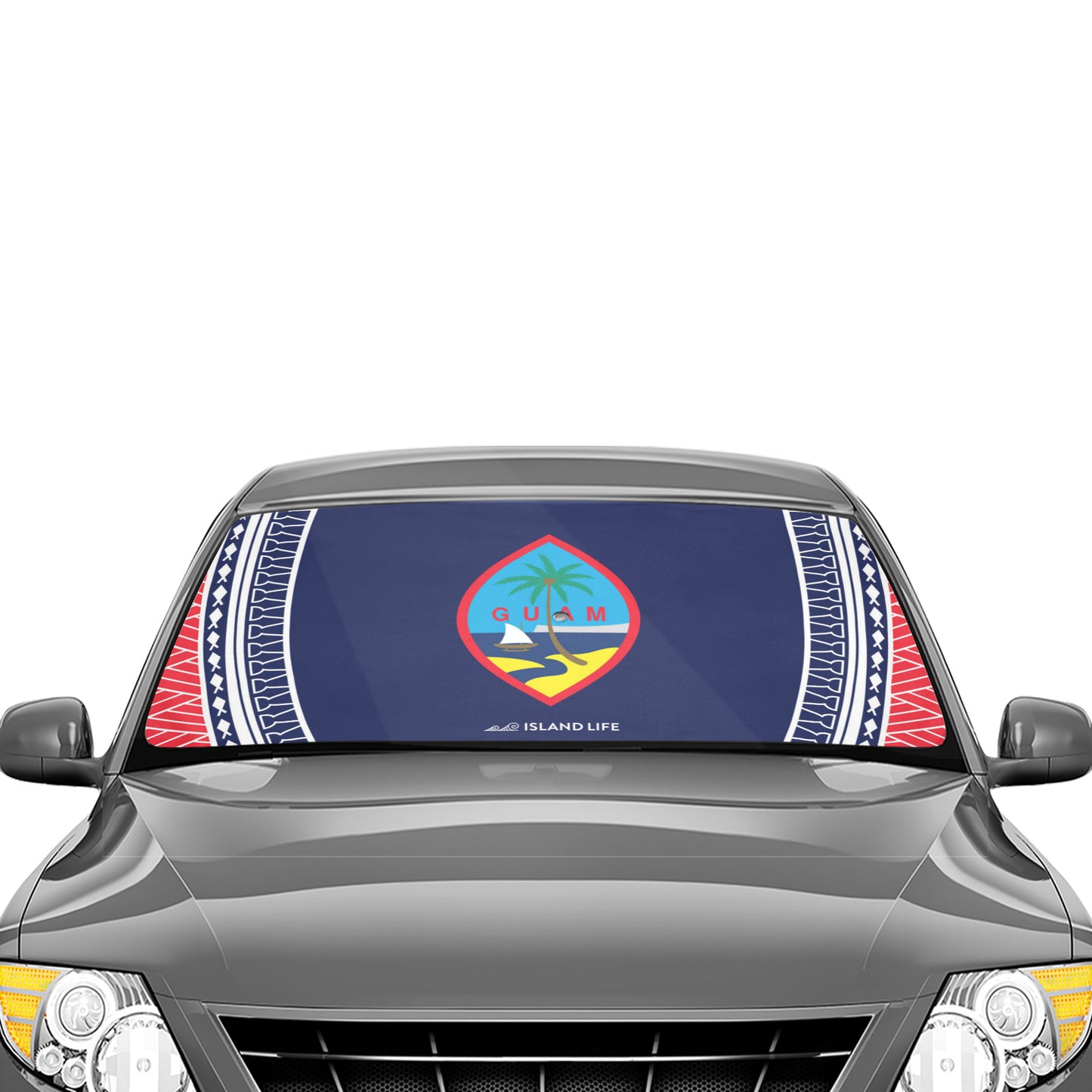 Guam Seal Tribal Red Blue Car Sun Shade Umbrella