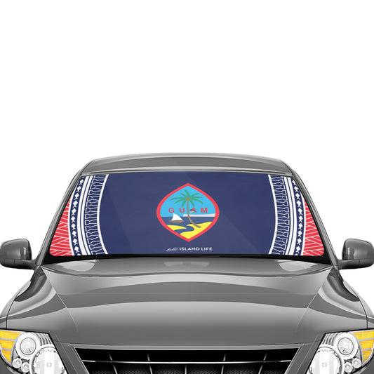 Guam Seal Tribal Red Blue Car Sun Shade Umbrella
