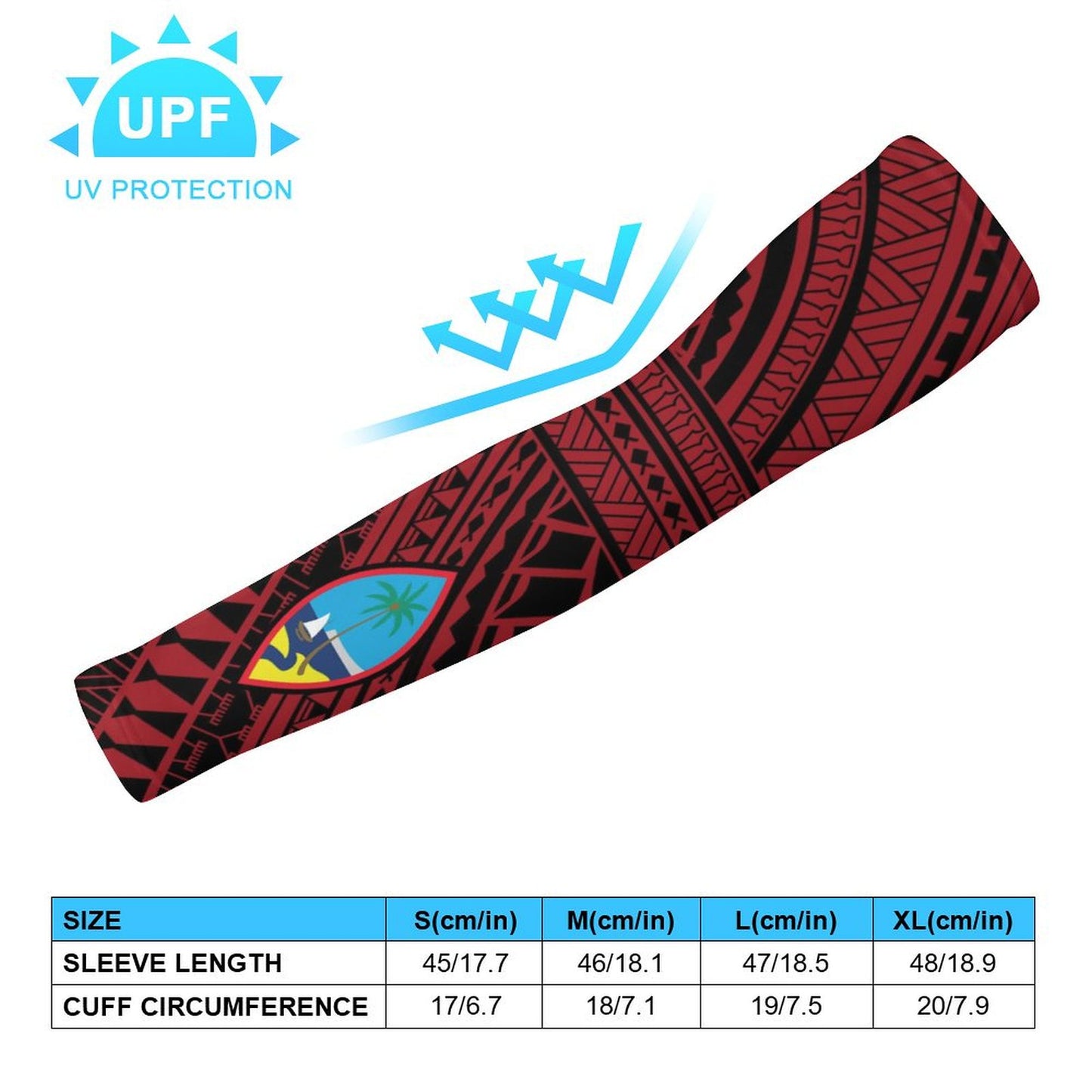 Guam Seal Tribal Red All Over Print Arm Sleeves