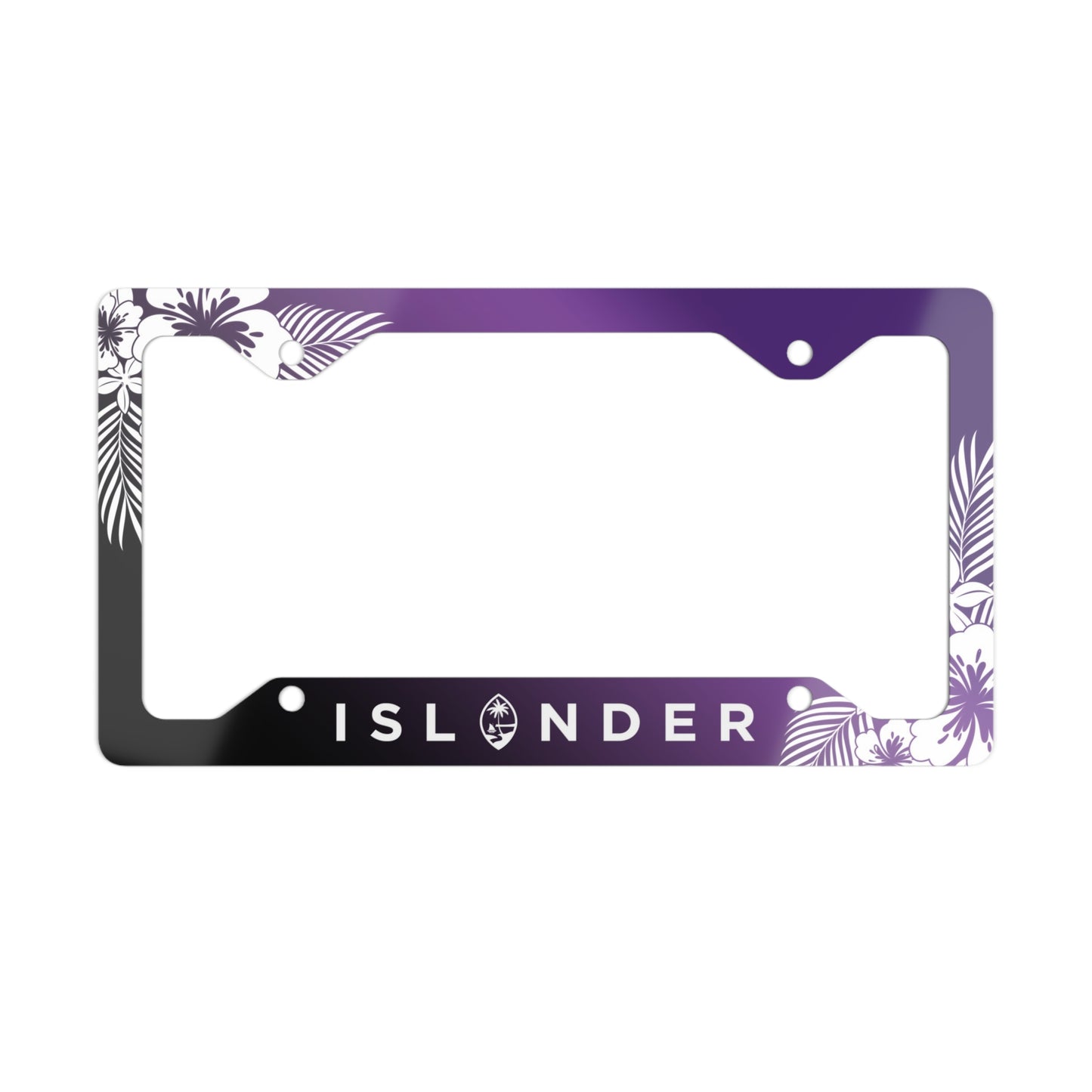 Islander Guam Tropical Hibiscus Purple Metal License Plate Frame
