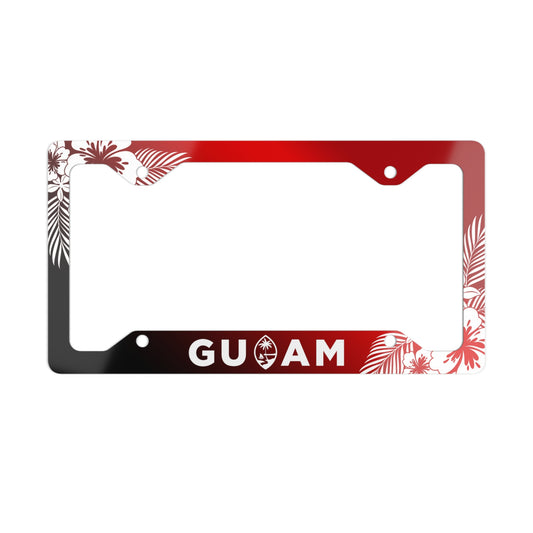 Guam Tropical Hibiscus Red Metal License Plate Frame