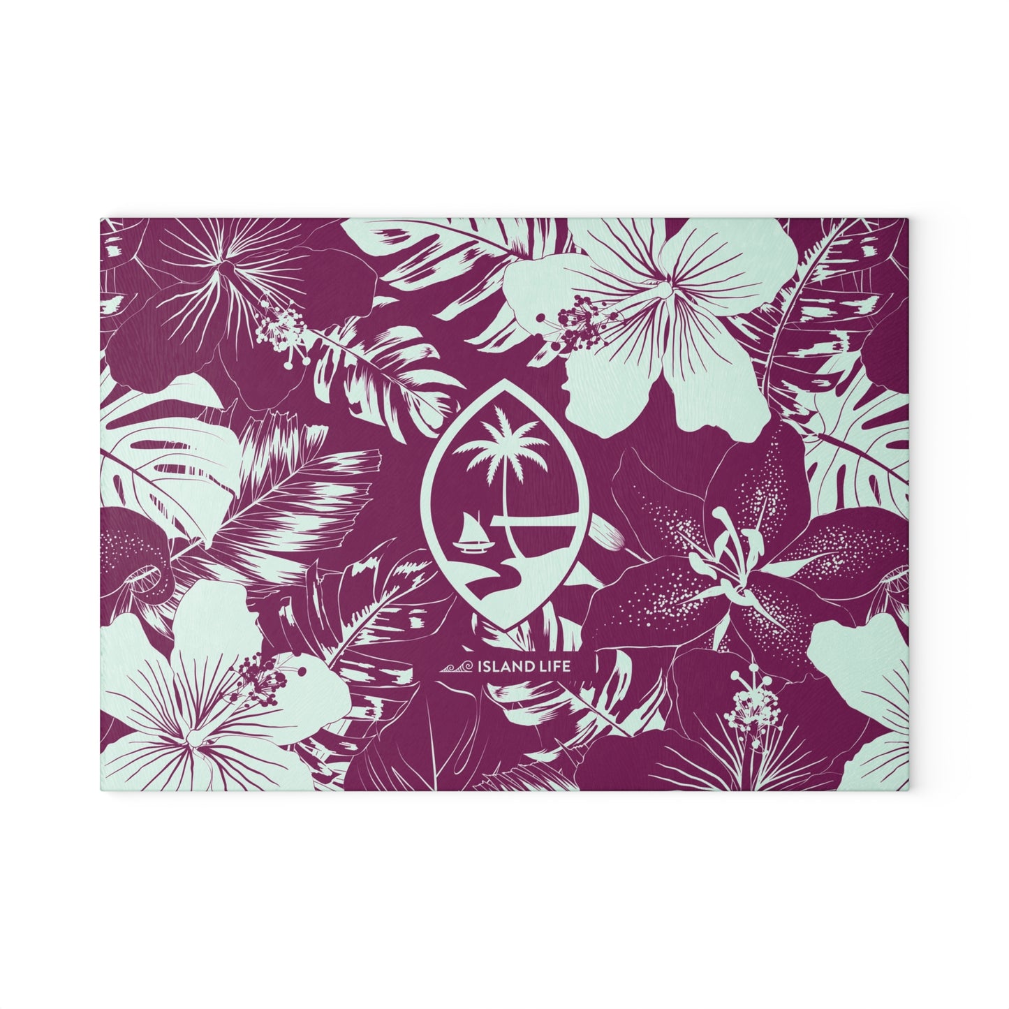 Guam Seal Purple Hibiscus Glass Cutting Board