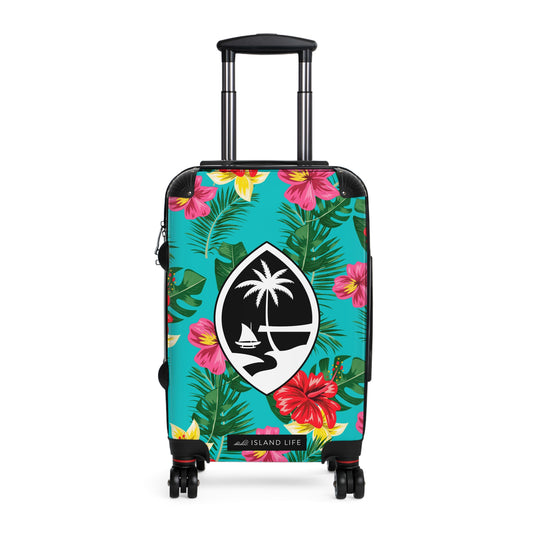 Guam Blue Floral Carry On Cabin Suitcase Luggage