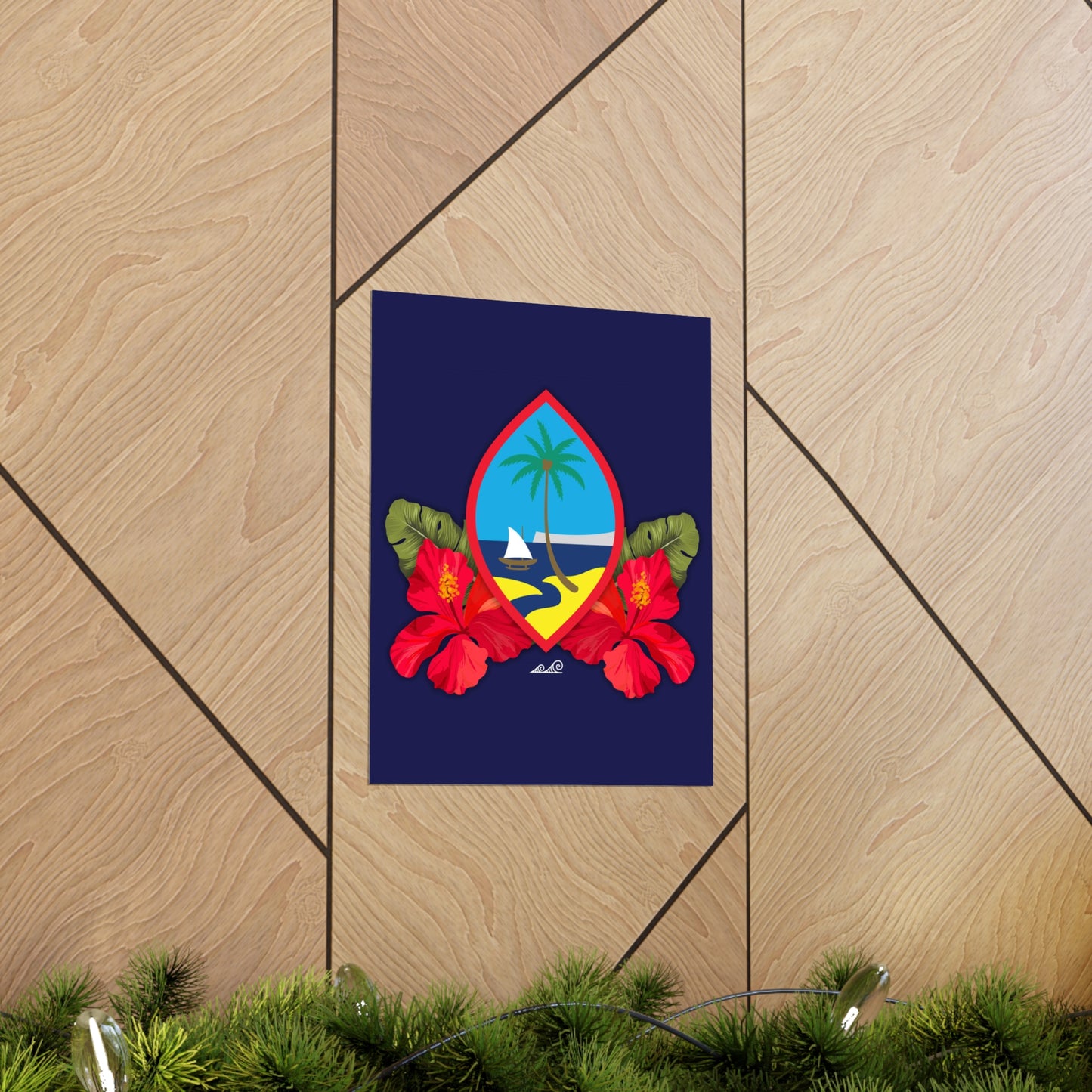 Guam Seal Hibiscus Paradise Premium Matte Vertical Poster