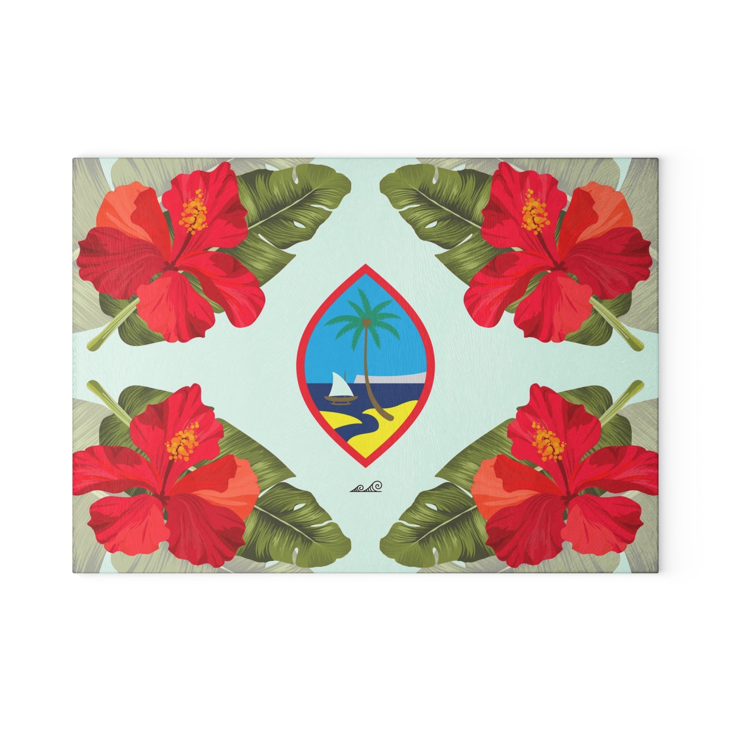 Guam Seal Hibiscus Paradise Glass Cutting Board