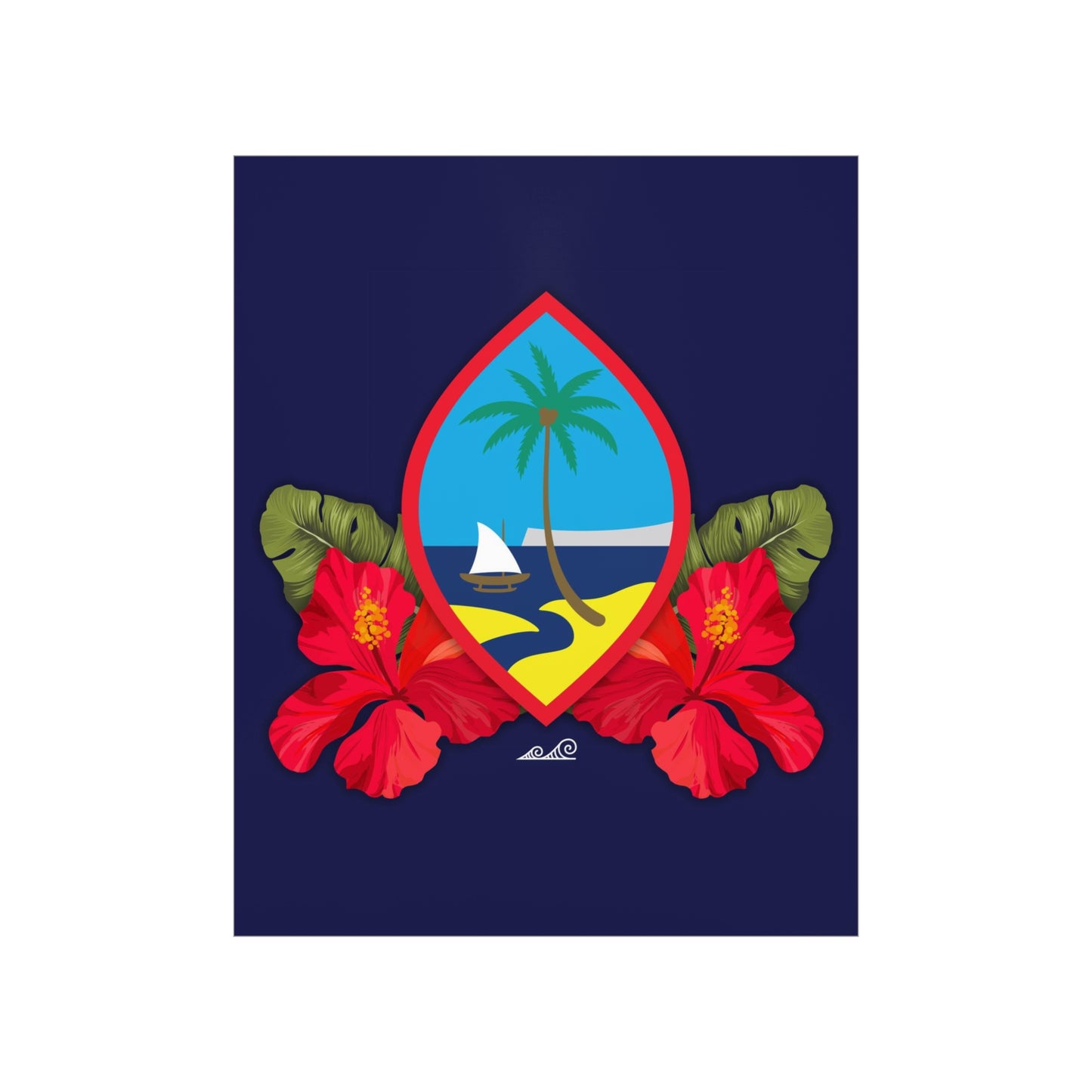 Guam Seal Hibiscus Paradise Premium Matte Vertical Poster