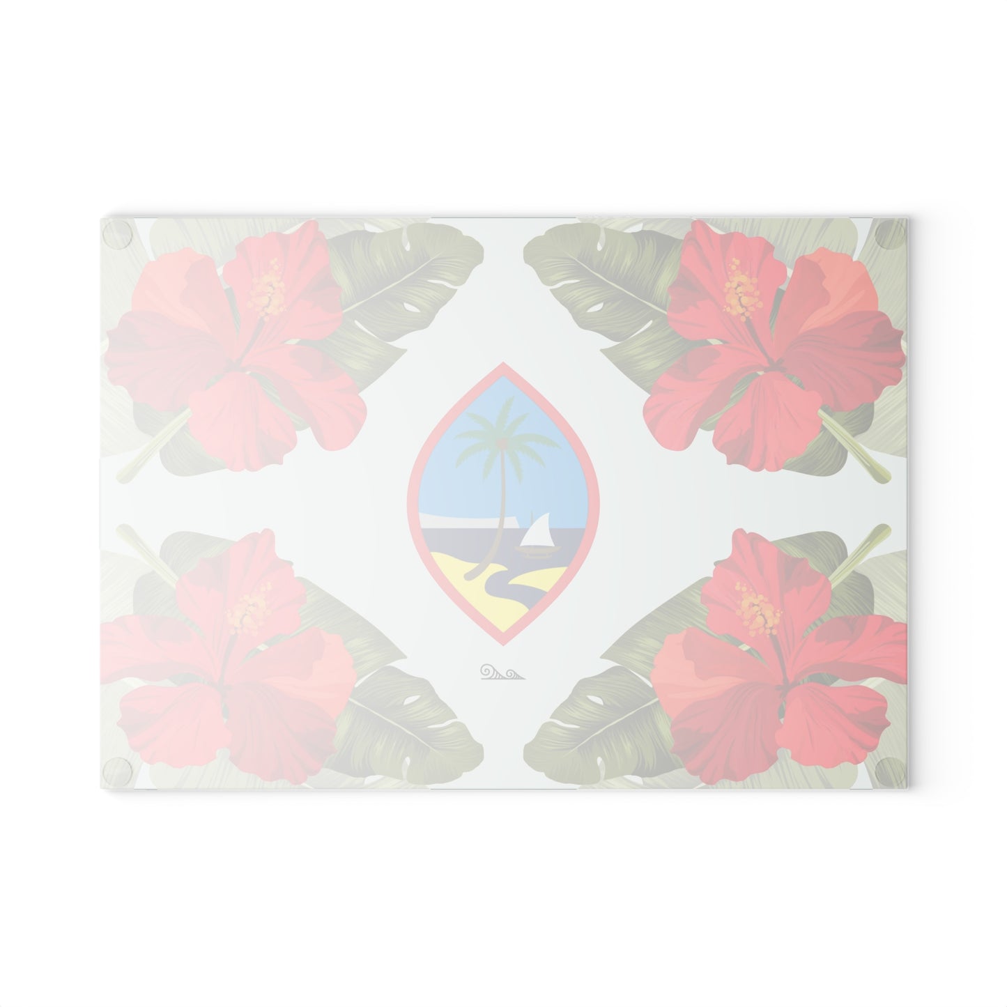 Guam Seal Hibiscus Paradise Glass Cutting Board
