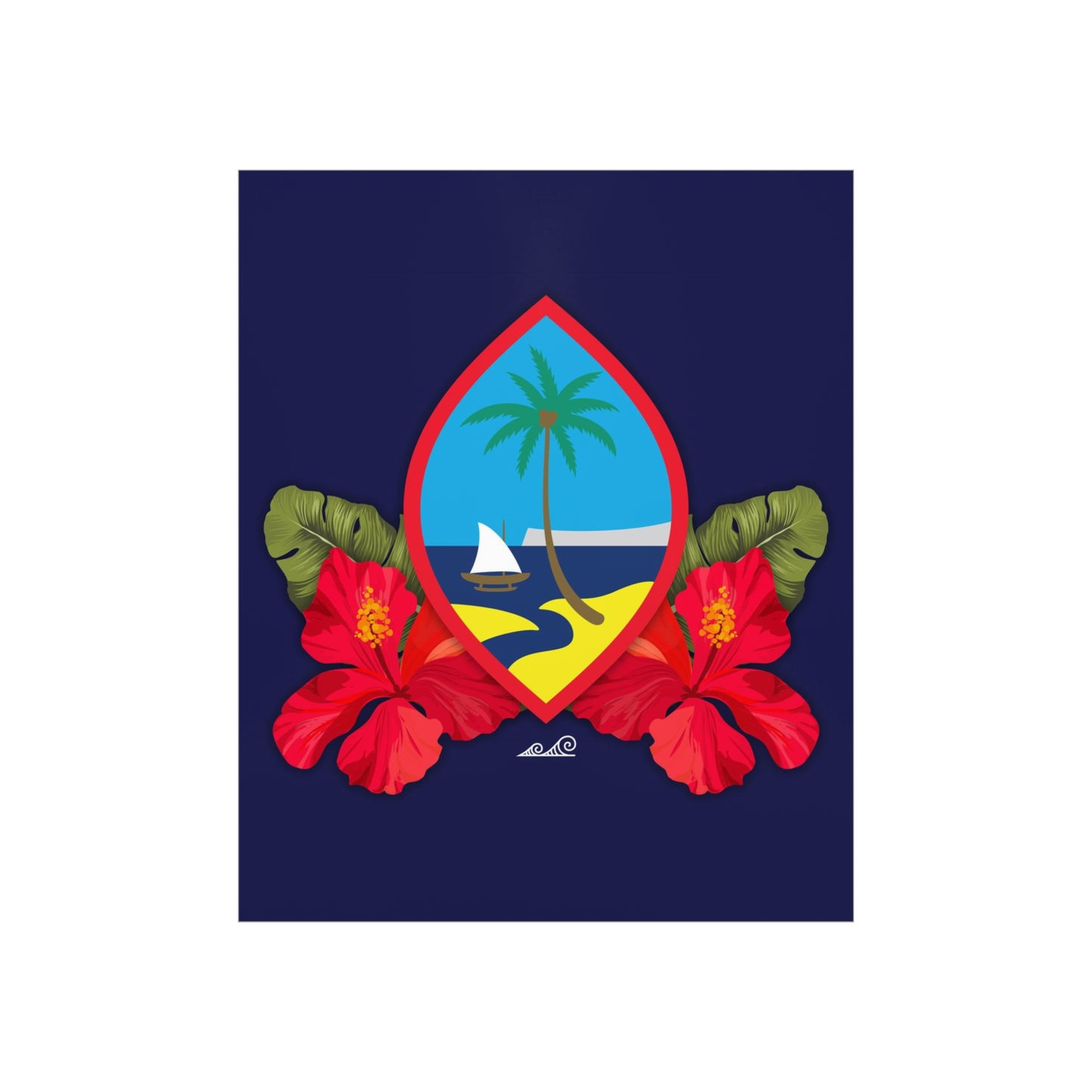 Guam Seal Hibiscus Paradise Premium Matte Vertical Poster