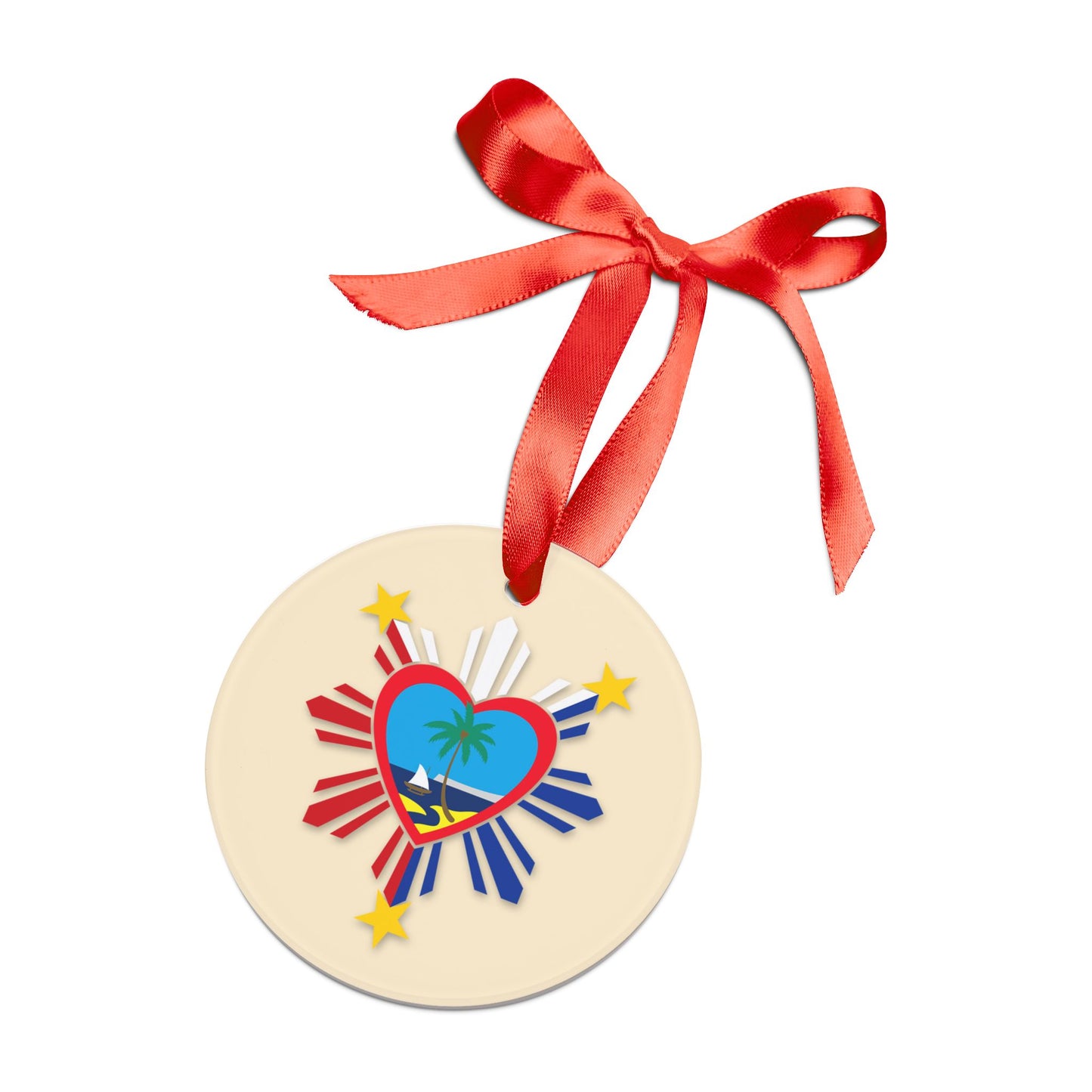 Heart Guam Philippines Acrylic Ornament with Ribbon