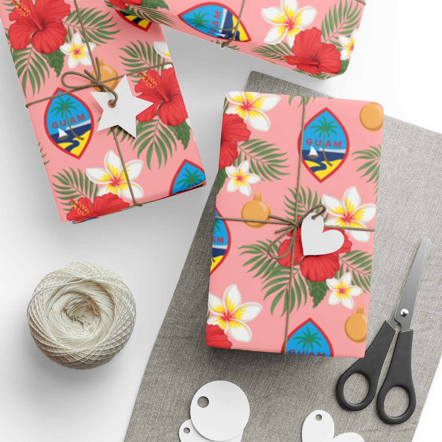 Guam Christmas Flowers Pink Gift Wrap Wrapping Paper