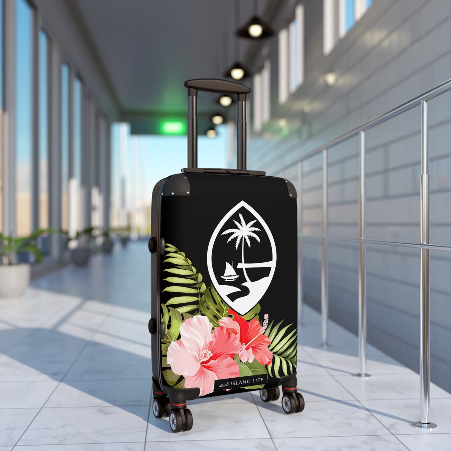 Guam Red Hibiscus Carry On Cabin Suitcase