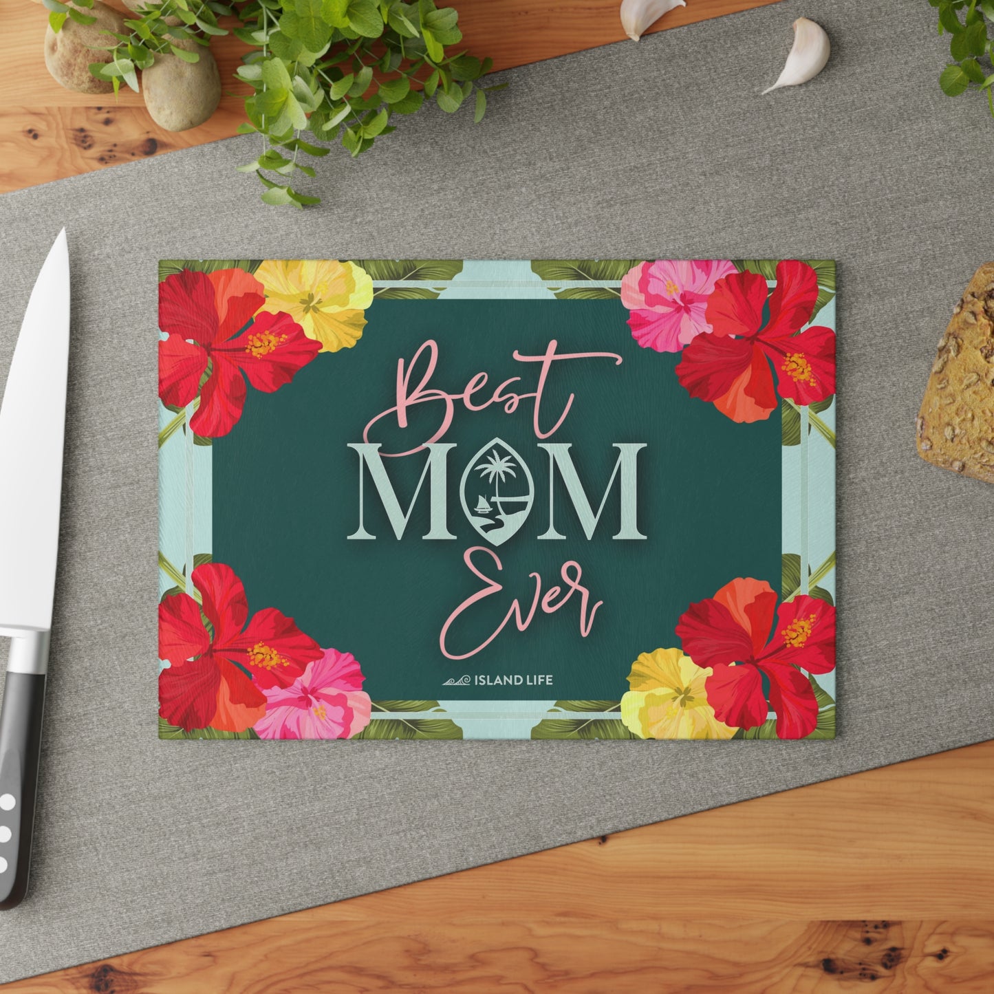 Best Mom Ever Guam Glass Cutting Board