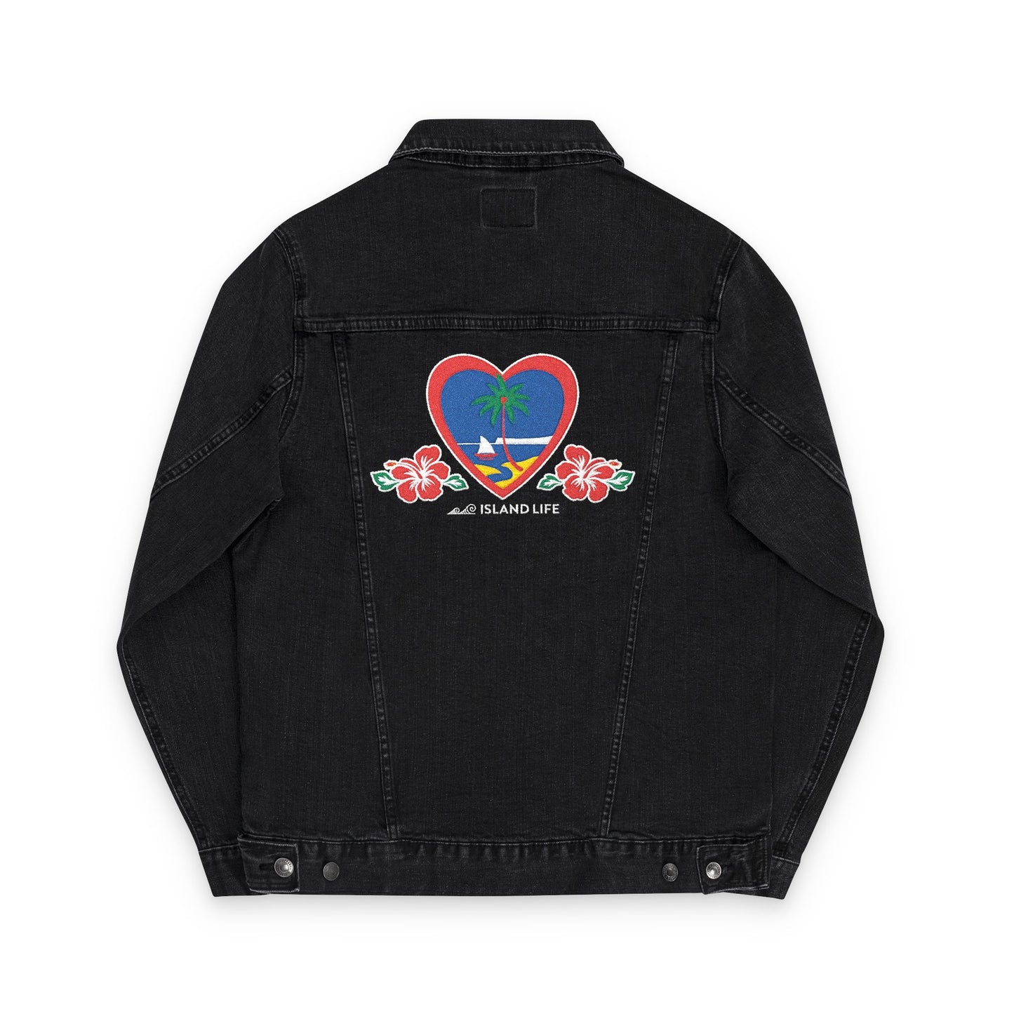 Heart Guam Embroidered Unisex Denim Jacket