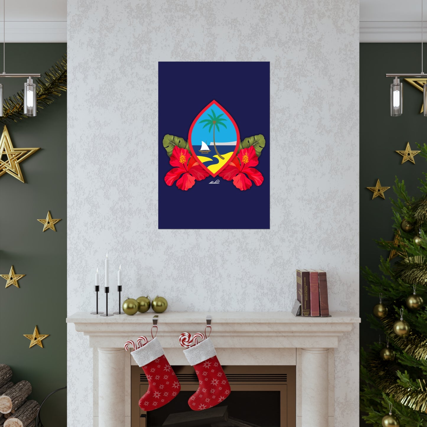 Guam Seal Hibiscus Paradise Premium Matte Vertical Poster