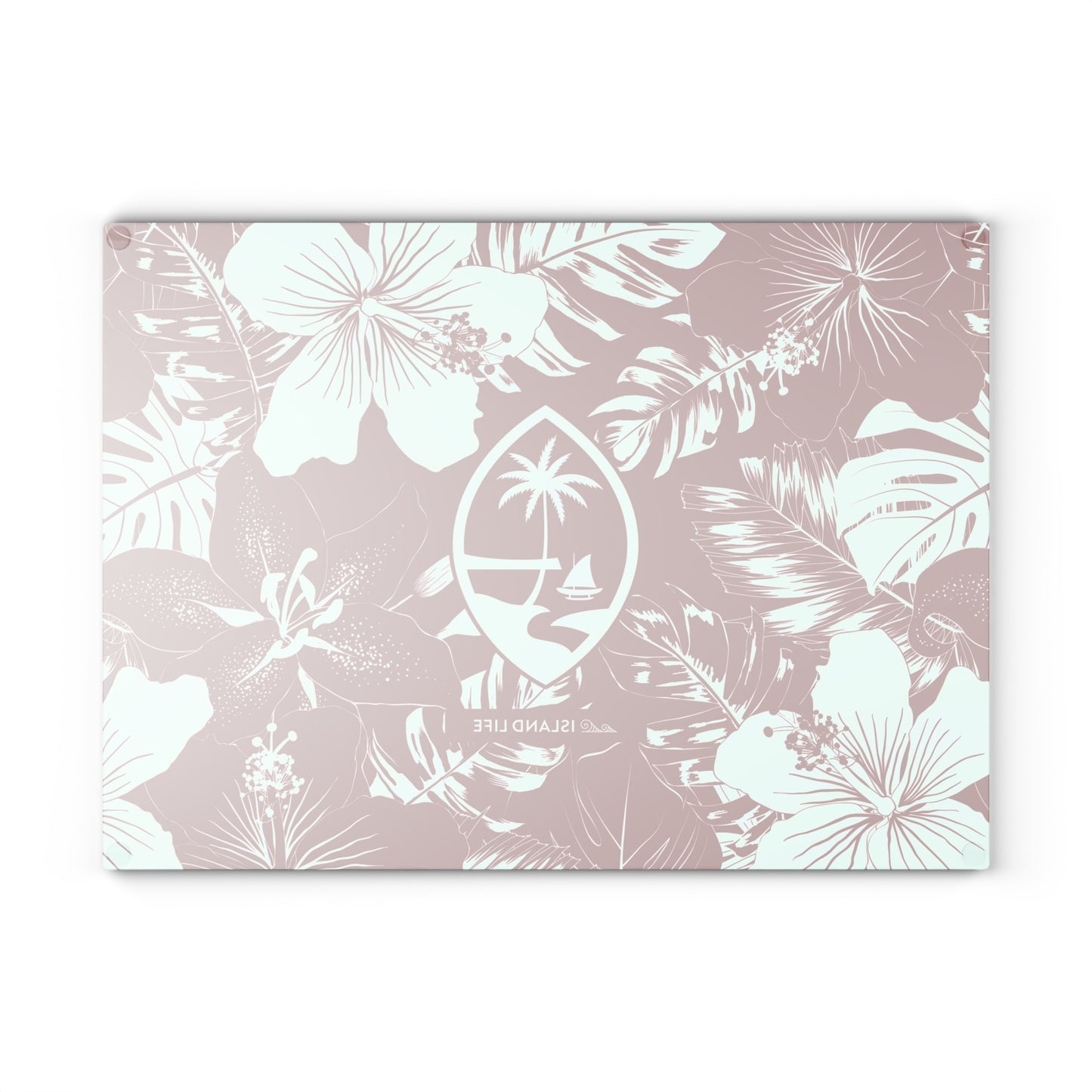 Guam Seal Red Hibiscus Glass Cutting Board