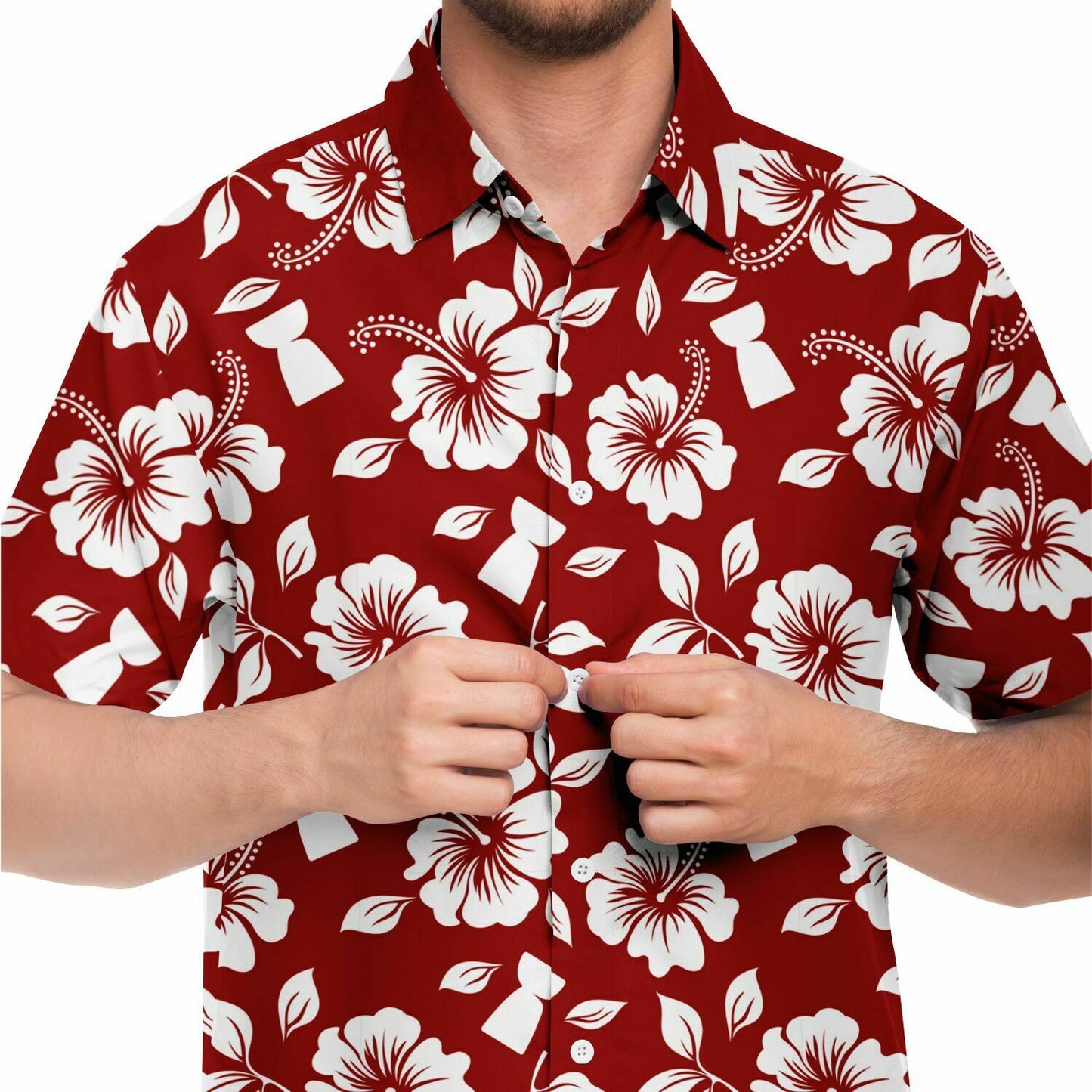 Hibiscus Latte Stone Guam CNMI Button Down Shirt