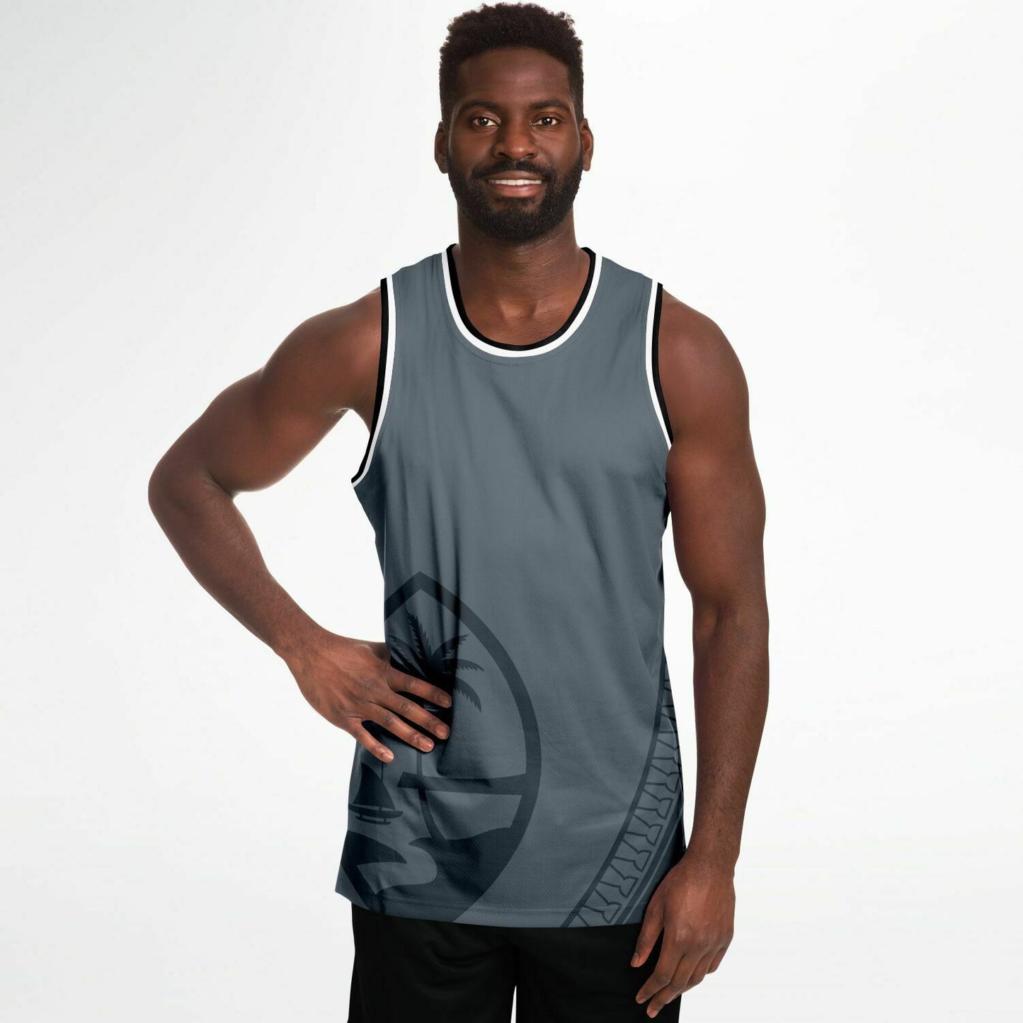 Guam Seal Tribal Gray Basketball Jersey