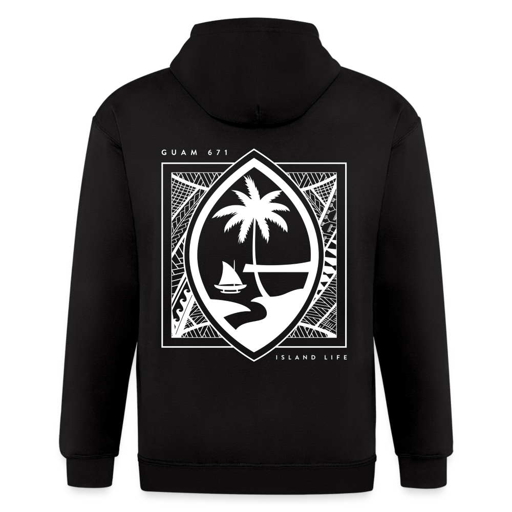 Guahan Tribal Seal Adult Zip Hoodie - black
