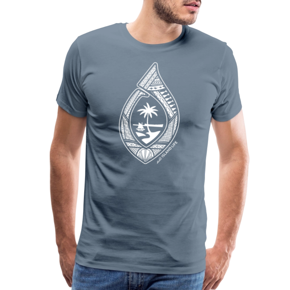 Guahan Tribal Hook Men's Premium T-Shirt - steel blue