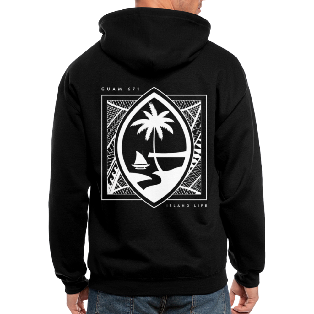 Guahan Tribal Seal Adult Zip Hoodie - black